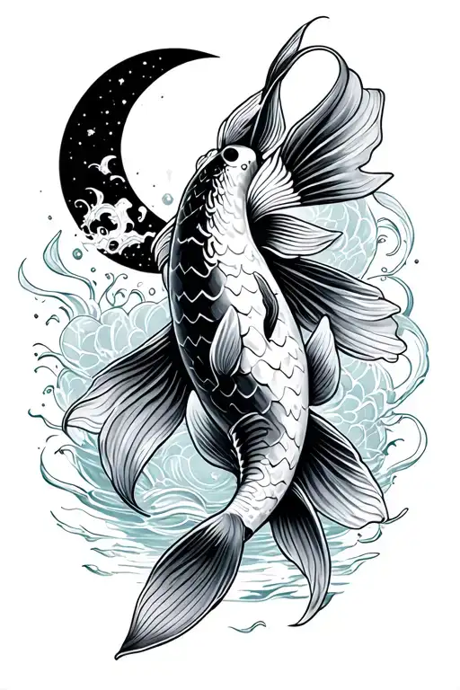 Koi Fish With Moons Cycle