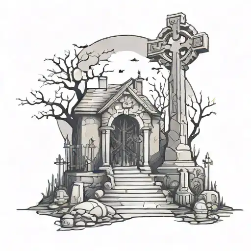 Gothic Cemetery Lying On Her