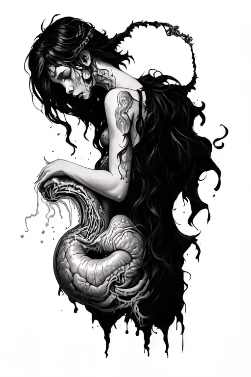 Beautiful Demon Girl Vomiting Internal Organs