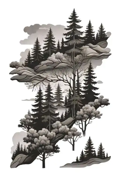 Trees And Forest Scene