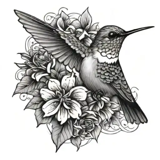 Hummingbird With Flowers Wrapped