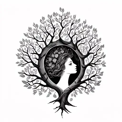 Tree Life With Girl Inside Symbolizing