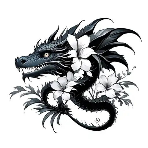 Water Dragon Feminine Hawaiian Flowers Ocean