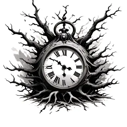 Tree Being Destroyed By Clock Face