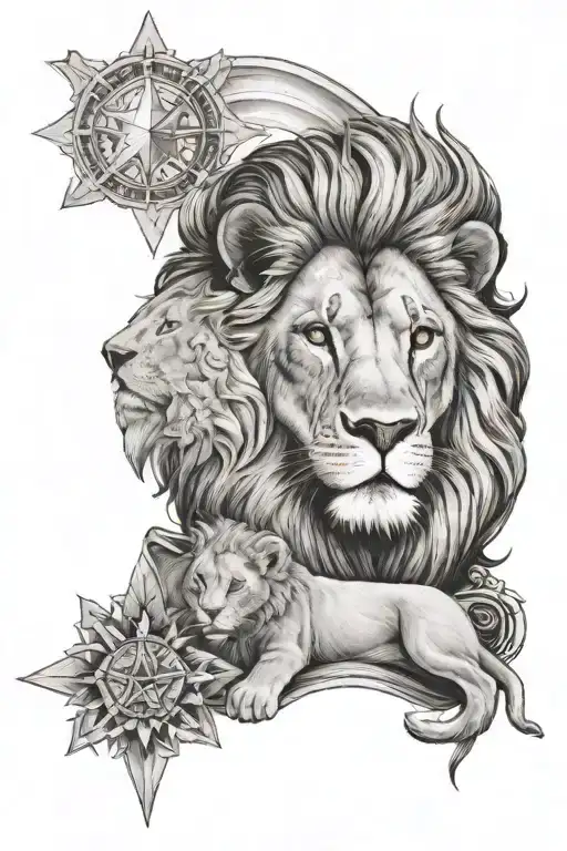 Lion And The Lamb Peacefully Lying Upper Chest And Arm With North Star