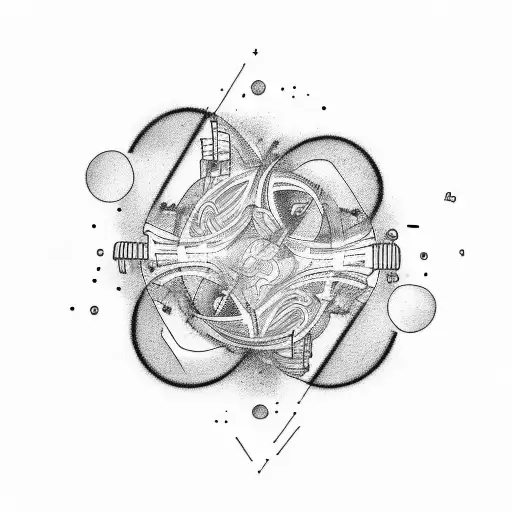 An Abstract Tattoo Depicting The Interconnectedness Of Energy And Family Bonds