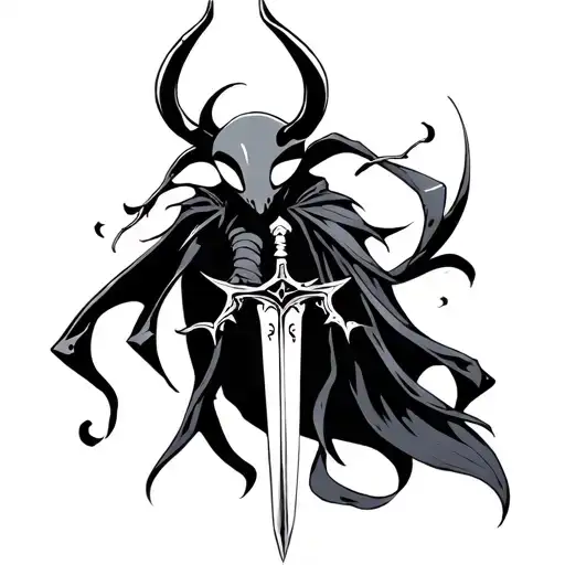 Neo Traditional Hollow Knight With A Sword