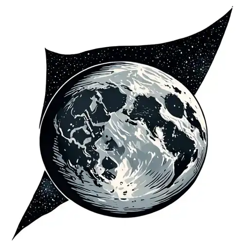 Moon Black And White From Space With Earth