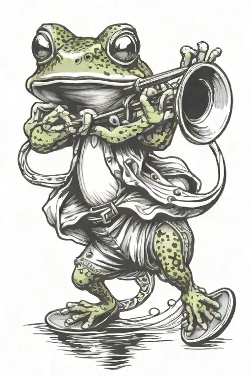 Wake Boarding Frog Playing Trumpet