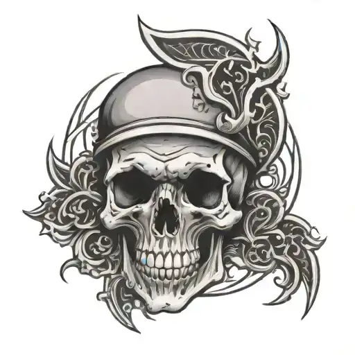 Skull And Divider With Black Flame