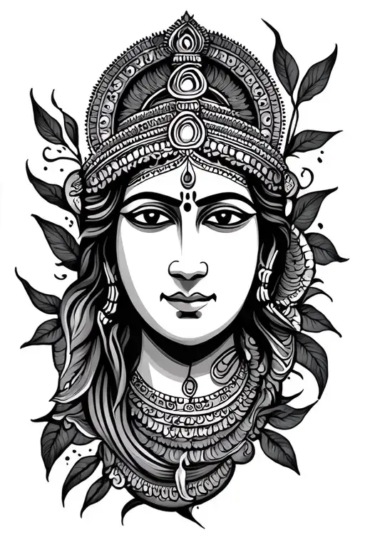 Hindu Religion Symbolic Half Sleeve With Negative Space