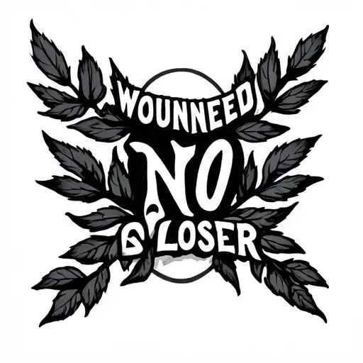 Wounded No Loser Laurel Leaves Lettering