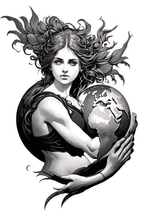 Female Version Of Atlas Holding The World
