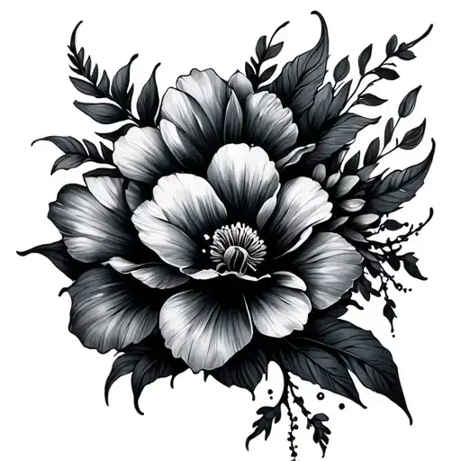 Flowers And Ocean Life Intertwined