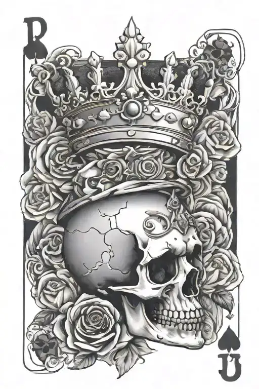 Playing Cards And Skull Wearing A Crown