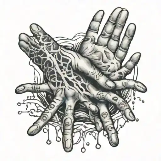 Hands Reaching With Water Wrapping Around It