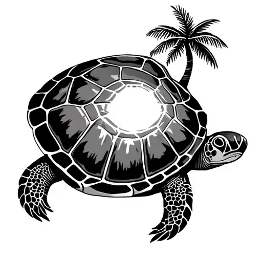 Turtle Shell With A Palm Tree Through It On The Top