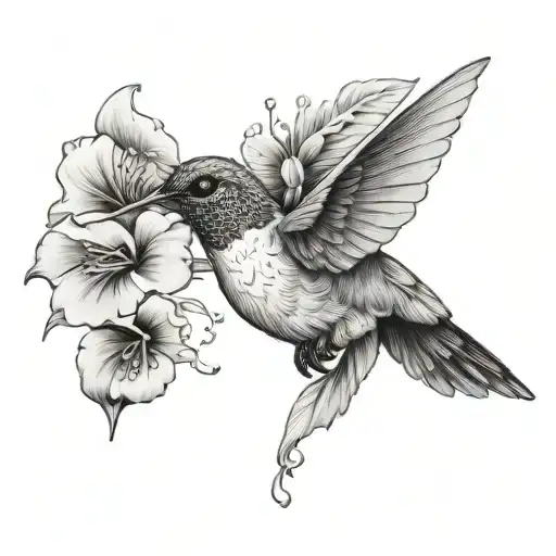 Hummingbird With Hibiscus Flower