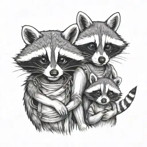 Ocean Beach Racoon Boy Girl Parents Holding Childrens