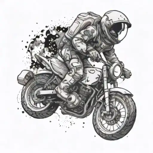 An Astronaut Riding A Motorcycle Through A Galaxy Filled With Black Holes