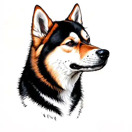 Black And Tan Shiba Inu Fine Line