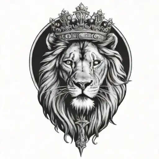 Lion Wearing Crown Of Thorns And A Cross