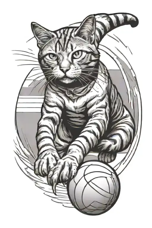 Cat Playing Volleyball