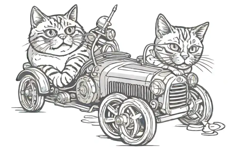 Rebellious Cute Fat Cat Repairing Car