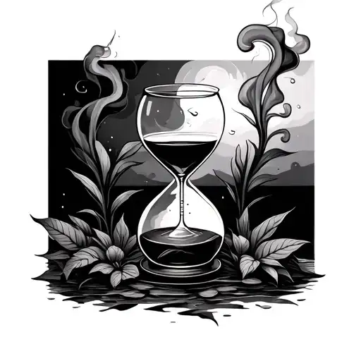 Hour Glass Taken Over By Nature Elements Like Smoke