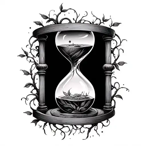 Hour Glass Taken Over By Nature Elements Like Vines