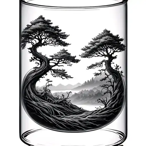 Hour Glass Taken Over By Nature Elements Like Winding Trees