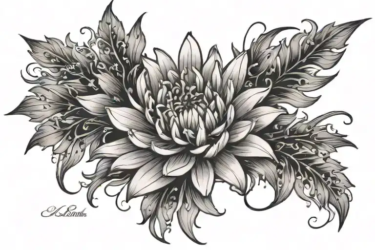 Aster Flower On Top Of The Spine With Arabic Text