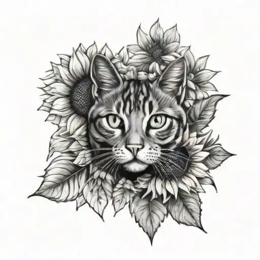 Cat And Sunflower