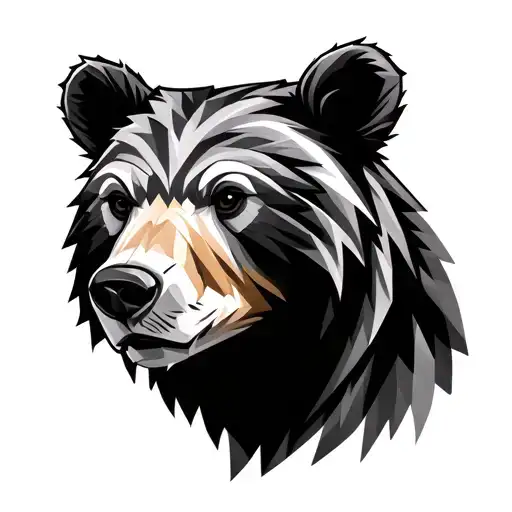 Realistic Geometric Bear Head