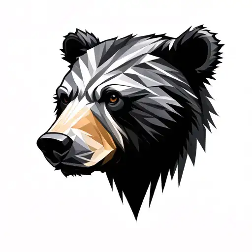 Realistic Geometric Bear Head Profile Holding