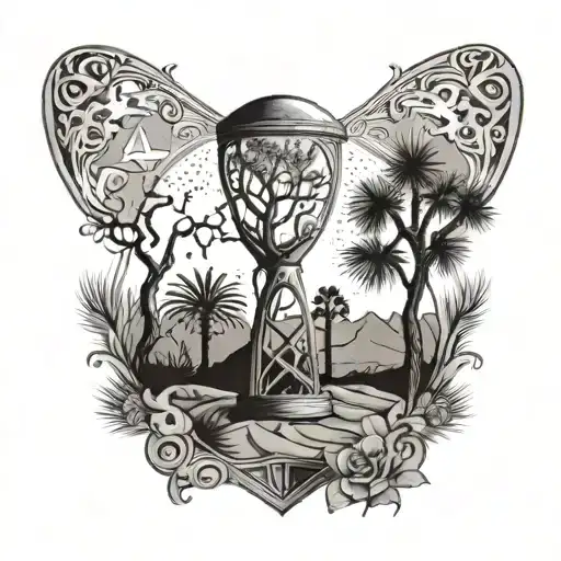 Hour Glass And Skeleton And Joshua Tree