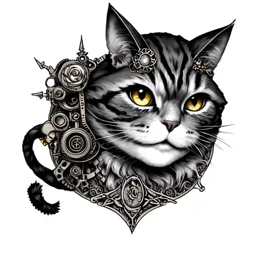 Alice In Wonderland With The Cheshire Cat In A Steampunk Fashion