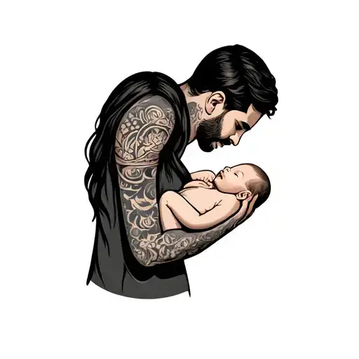 Father And Mother Holding New Born Girl