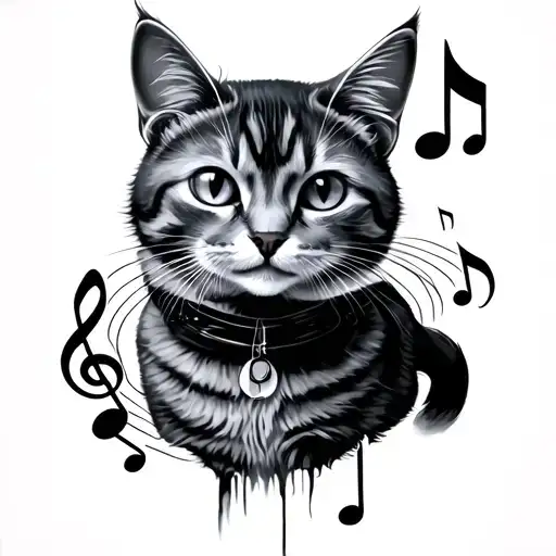 Minimal Cat And Music Theme