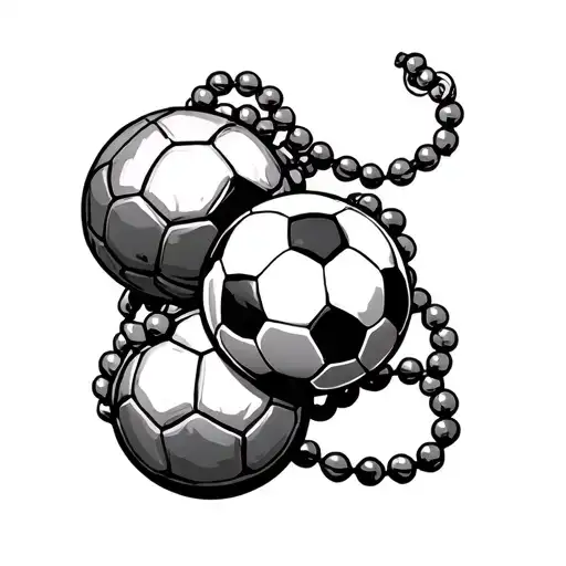 Sports Balls Wrapping Around The Leg Like Beads Of A Rosary