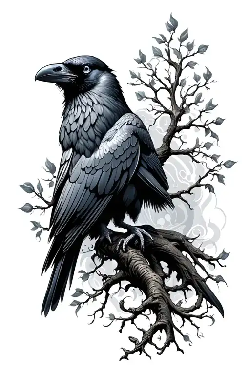 Ornamental With Raven And Vida Tree