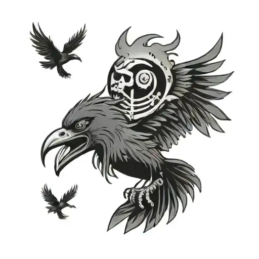 Crows Coming Out Of One Piece Sun Pirates Logo