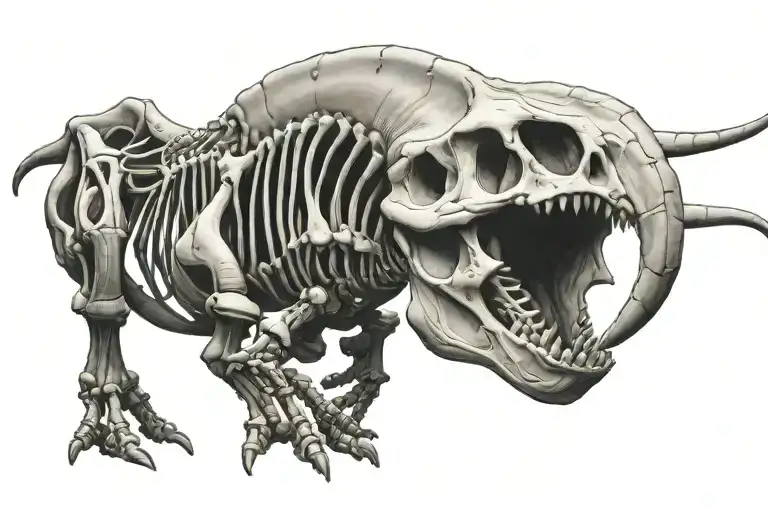 Parasaurolophus Fossil Skeleton Death Pose