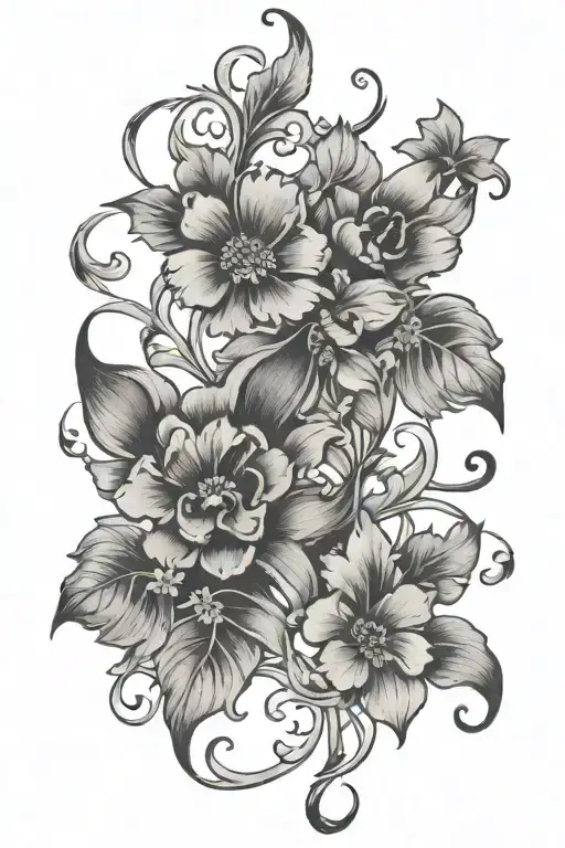 Two Small Paw Prints With Floral Intertwining Vines