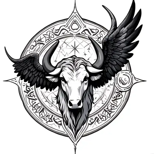 Zodiac Sign Taurus With Fantasy Wings