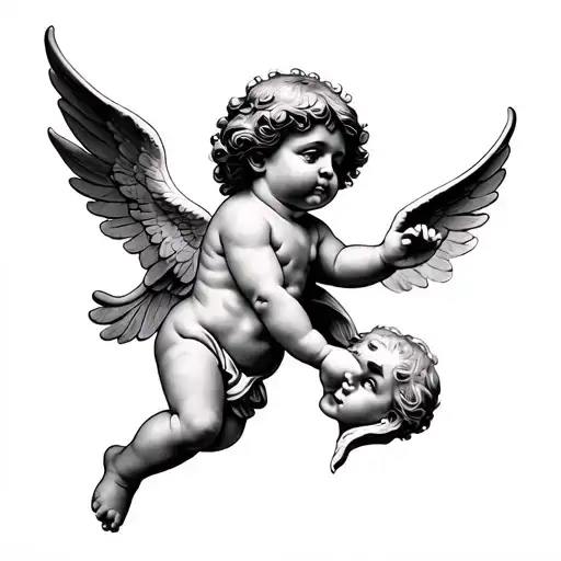 Cherub Reaching For Another Cherub