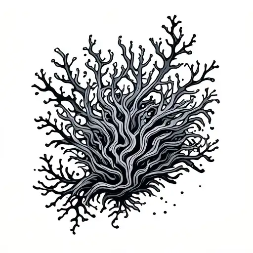 Reef Black Lines Leg Tattoo Design