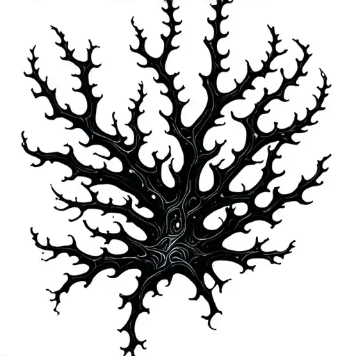 Long Black Coral Tattoo For Leg Sleeve