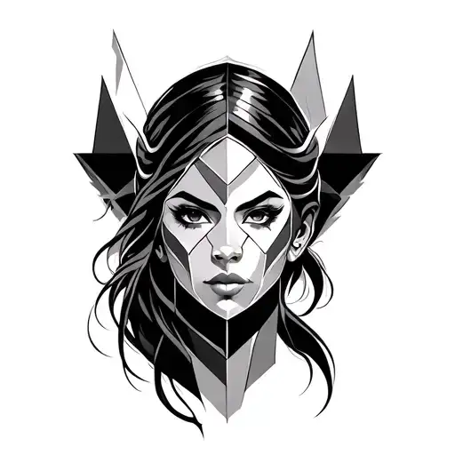 Geometrical Female Warrior Face