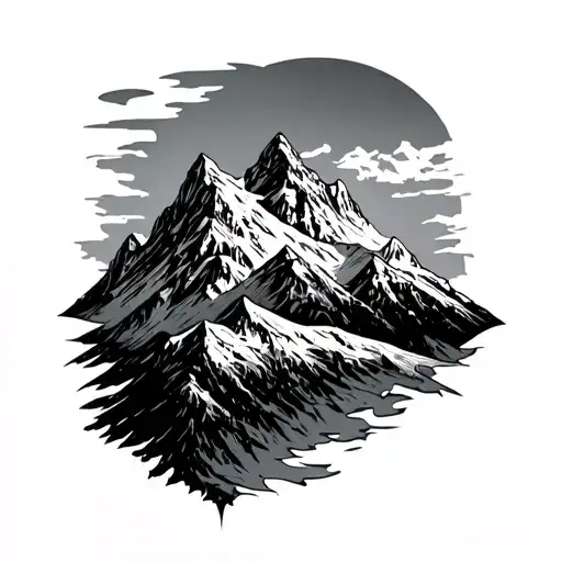 Mountain Tattoo On Left Pec With Roman Numerals Through It